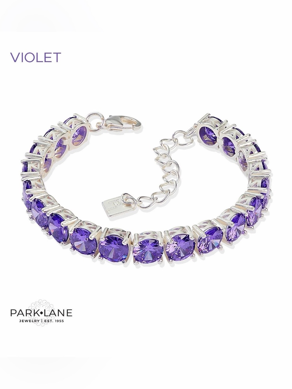 NEW Park Lane Impression Bracelet Violet Silver 40 Carats Tennis Purple Crystal